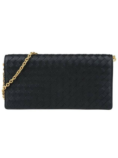 Intrecciato Chain Long Wallet Black - BOTTEGA VENETA - BALAAN 1