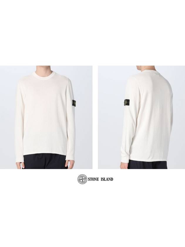 Wappen Patch Crew Neck Cotton Knit Top White - STONE ISLAND - BALAAN 5