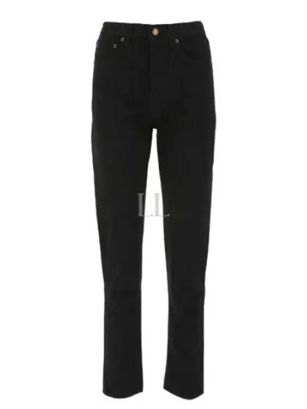 Women's Cotton High Waist Pants Black - SAINT LAURENT - BALAAN 2