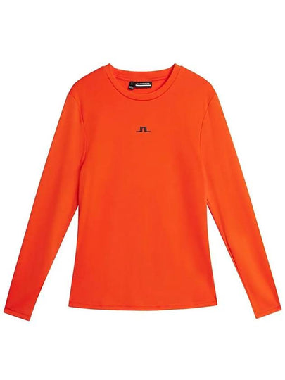 Golf Logo Print Ada Long Sleeve T-Shirt Tangerine Tango - J.LINDEBERG - BALAAN 2