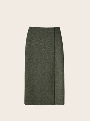 Classic herringbone wool skirtGREEN - ARIFF - BALAAN 1