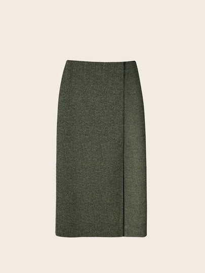 Classic Herringbone Wool H Line Skirt Green - ARIFF - BALAAN 2