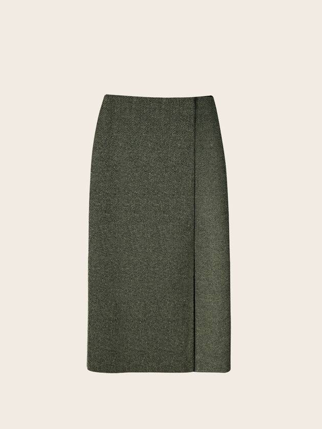 Classic herringbone wool skirtGREEN - ARIFF - BALAAN 2