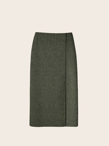 Classic Herringbone Wool H Line Skirt Green - ARIFF - BALAAN 1