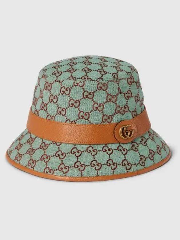 GG Canvas Bucket Hat Brown Pale Blue - GUCCI - BALAAN 1