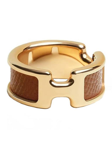 Olympe Small Model Ring Brown Gold - HERMES - BALAAN 1