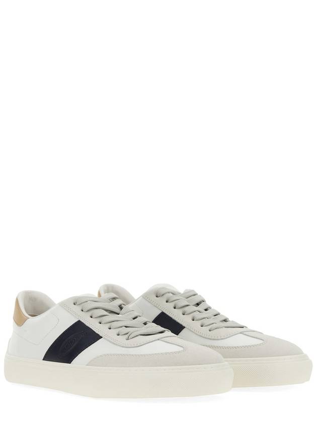 Leather Suede Low Top Sneakers White Black - TOD'S - BALAAN 6