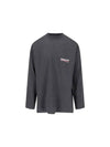 Embroidered Logo Cotton Long Sleeve T-Shirt Grey - BALENCIAGA - BALAAN 2