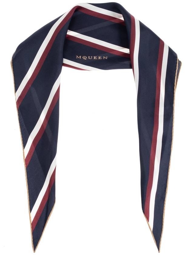 Alexander McQueen Silk Scarf, Women's, Navy Blue - ALEXANDER MCQUEEN - BALAAN 1