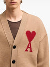 De Coeur Logo Wool Cardigan Camel - AMI - BALAAN 7