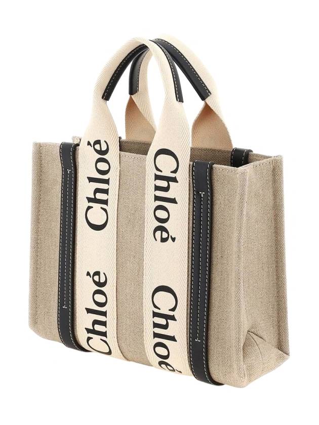 Woody Small Canvas Tote Bag Navy Beige - CHLOE - BALAAN 6