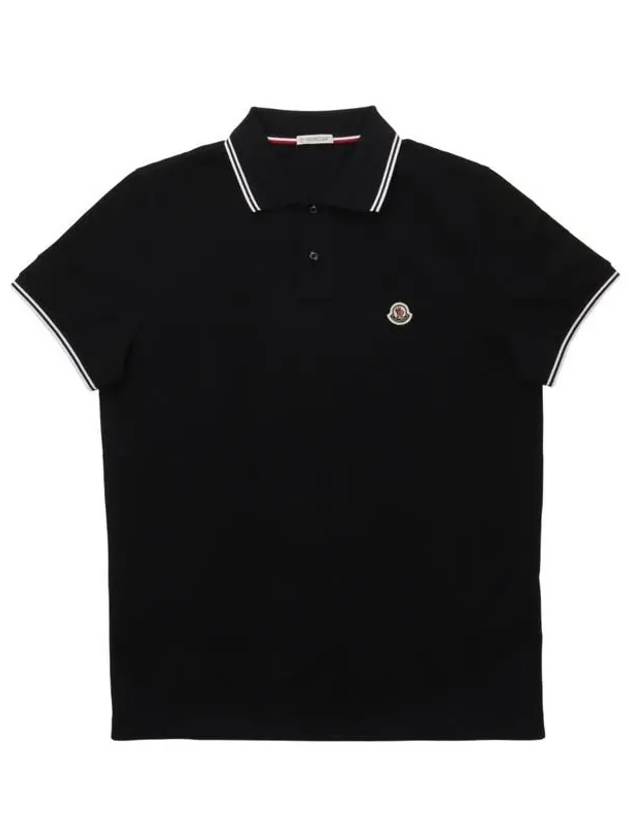 Logo Patch Cotton Polo Shirt Navy - MONCLER - BALAAN 2