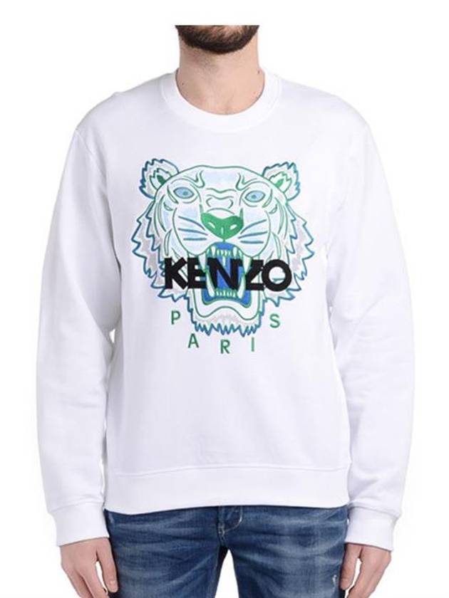 Tiger Embroidered Logo Sweatshirt  White Green - KENZO - BALAAN 3