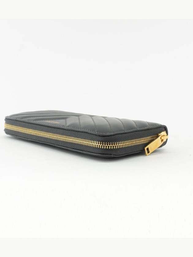 Compact Zipper Long Wallet Grey - SAINT LAURENT - BALAAN 4