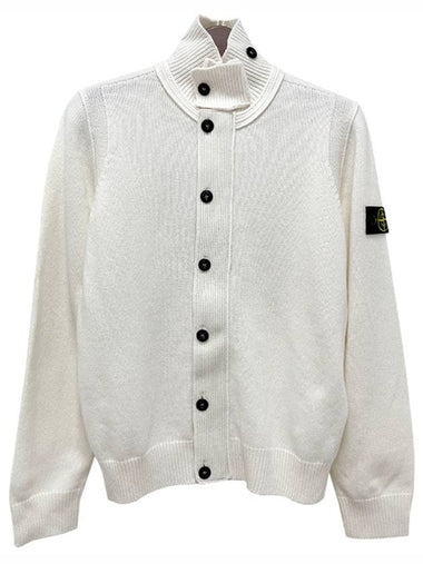 Kids Waffen Patch Wool Zip up Cardigan 14 Natural White 8116503Z1 V0099 - STONE ISLAND - BALAAN 1