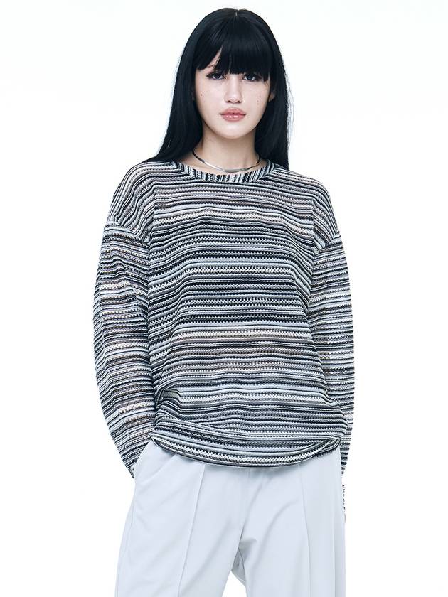 See through craft oversized knit top black - C WEAR BY THE GENIUS - BALAAN 2