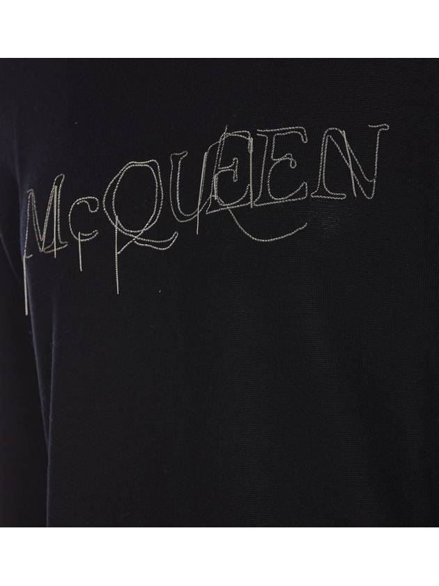 Logo Embellished Crewneck Sweatshirt Black - ALEXANDER MCQUEEN - BALAAN 4