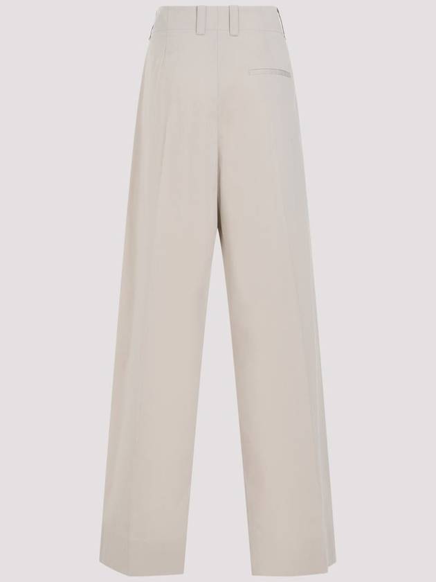 Cotton Silk Wide Leg Slacks Beige - BOTTEGA VENETA - BALAAN 3