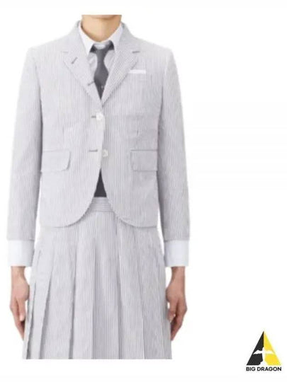 Striped Seersucker Half Line Single Jacket Grey - THOM BROWNE - BALAAN 2