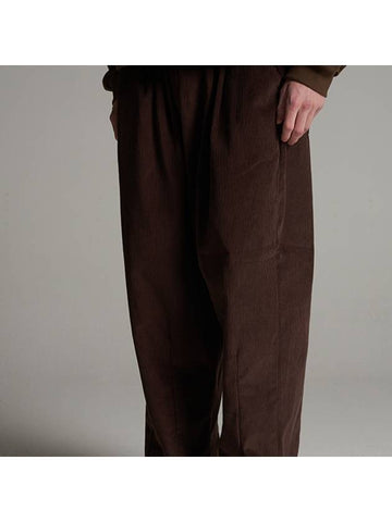 Corduroy dart wide banding pants brown - TENER - BALAAN 1