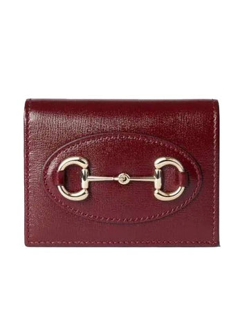 Horsebit 1955 Leather Card Case Wallet Rosso Ancora Red - GUCCI - BALAAN 1