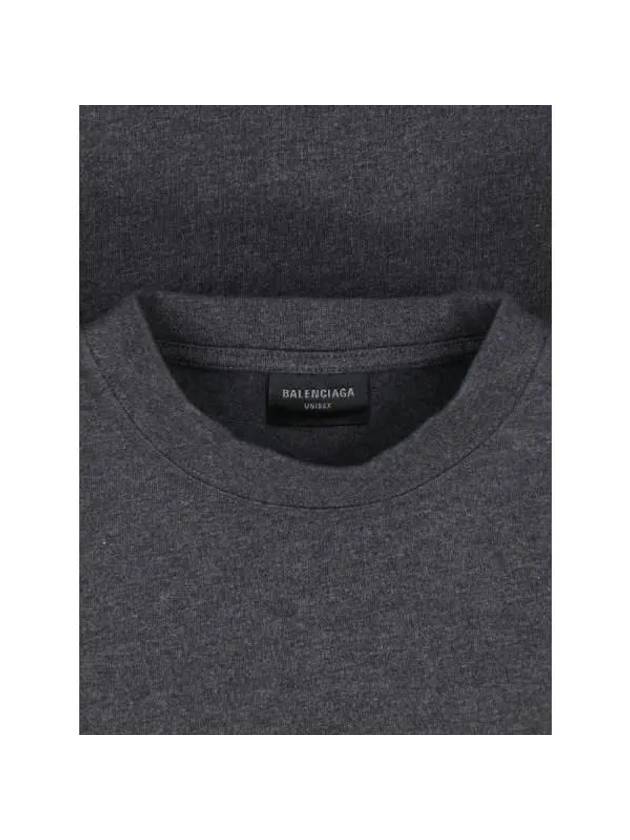 Embroidered Logo Cotton Long Sleeve T-Shirt Grey - BALENCIAGA - BALAAN 5