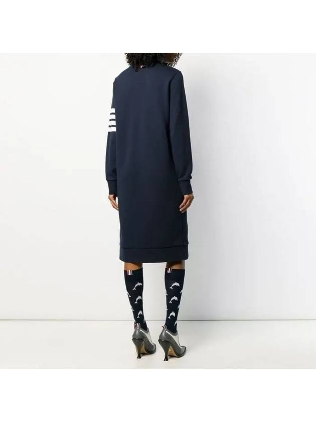 Classic Loopback 4-Bar Sweater Midi Dress Light Navy - THOM BROWNE - BALAAN 5