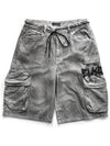 BBD Graffiti Logo Dirty Washing Cargo Shorts Vintage Gray - BLACKBLOND - BALAAN 1