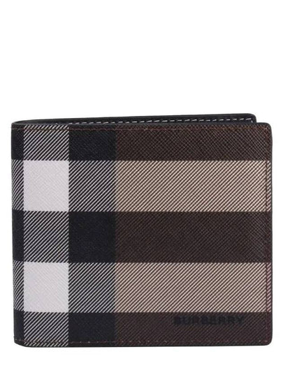 Check Leather International Bifold Wallet Dark Birch Brown - BURBERRY - BALAAN 2