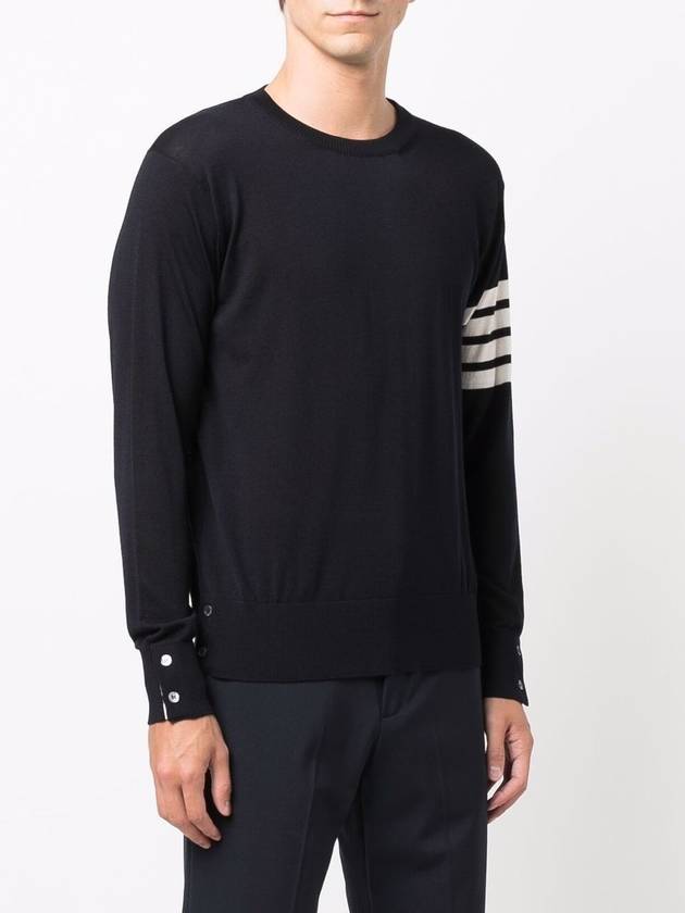 4 Bar Stripe Classic Wool Knit Top Navy - THOM BROWNE - BALAAN 5