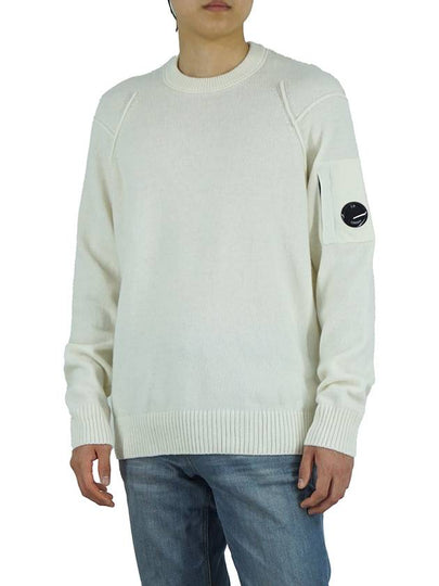 Lambswool GRS Crew Neck Knit Top White - CP COMPANY - BALAAN 2