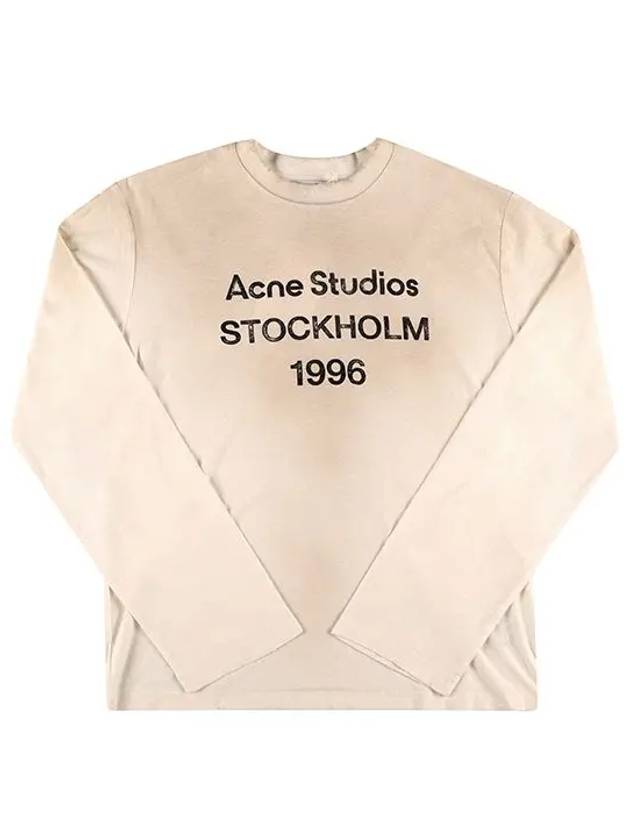 CL0197 DUSTY WHITE Stockholm logo print long sleeve t shirt - ACNE STUDIOS - BALAAN 5