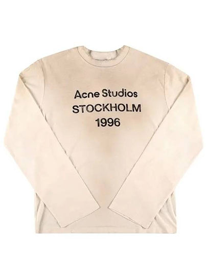 Long Sleeve CL0197 DUSTY WHITE Stockholm Logo Print Tee - ACNE STUDIOS - BALAAN 2