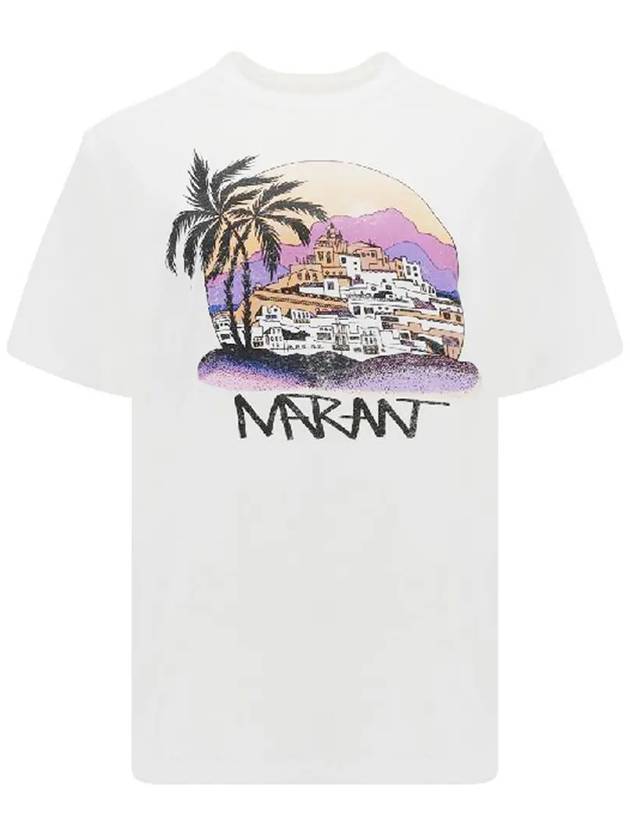 Zewel Print Cotton Short Sleeve T-Shirt White - ISABEL MARANT - BALAAN 2