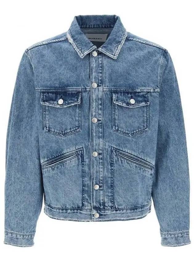 Jango Embroidered Logo Denim Jacket Blue - ISABEL MARANT - BALAAN 2