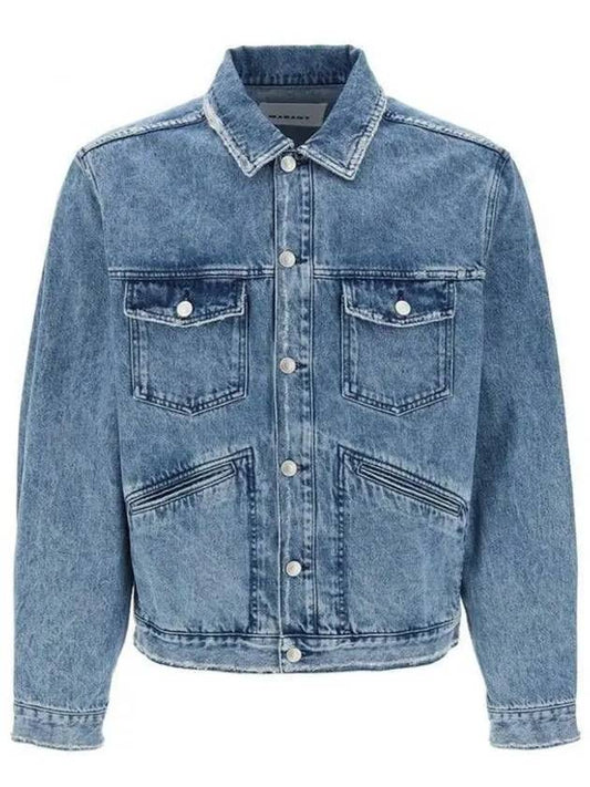 Jango Embroidered Logo Denim Jacket Blue - ISABEL MARANT - BALAAN 2