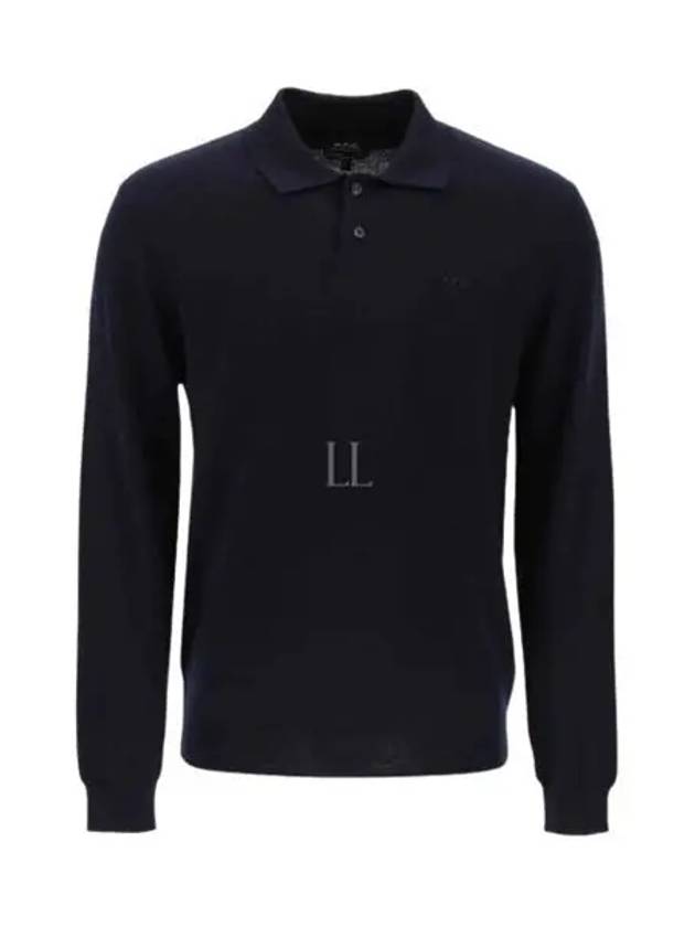 Jacob Logo Wool Long Sleeve Polo Shirt Dark Navy - A.P.C. - BALAAN 2