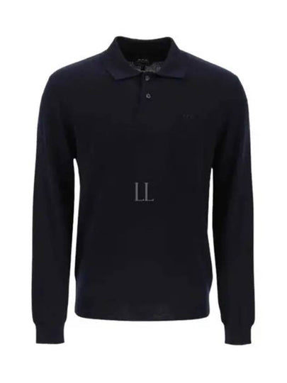 Jacob Logo Wool Long Sleeve Polo Shirt Dark Navy - A.P.C. - BALAAN 2