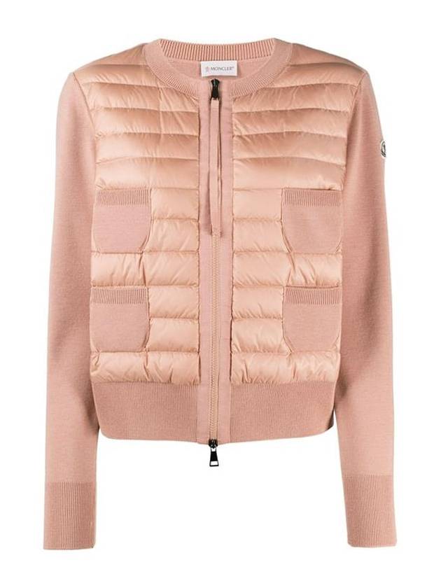 Padded Wool Zip-Up Cardigan Light Pink - MONCLER - BALAAN 2