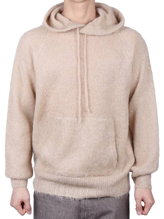 Men's Brushed Super Kid Mohair Hoodie Beige A23AP01KM BEIGE - AURALEE - BALAAN 2