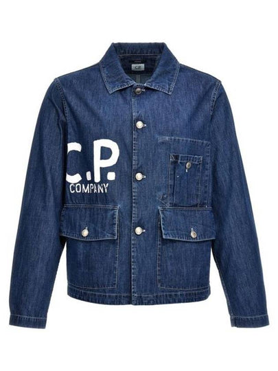 Logo Print Denim Jacket Blue - CP COMPANY - BALAAN 2