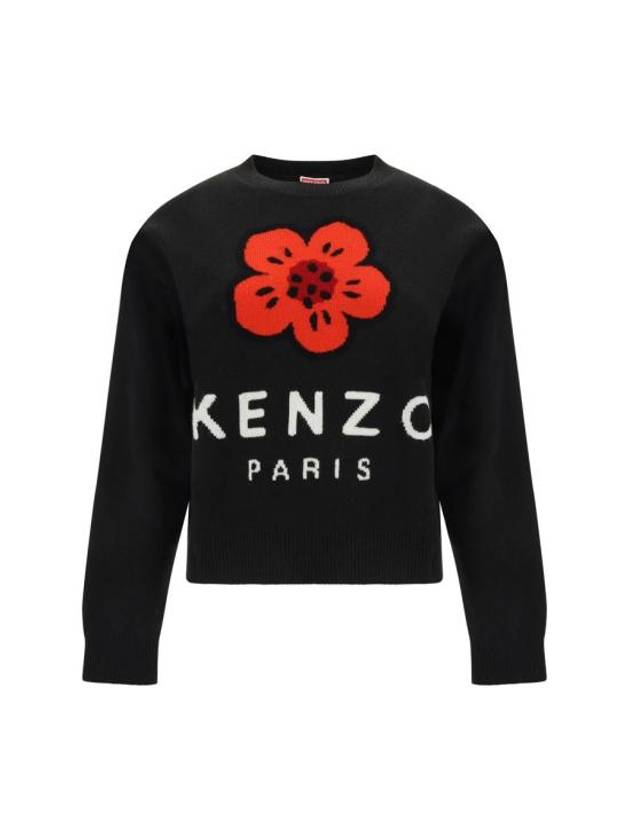 Bokeh Flower 2.0 Wool Knit Top Black - KENZO - BALAAN 2