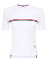 Women's High Twist Rip Stripe Short Sleeve T Shirt White - THOM BROWNE - BALAAN 2