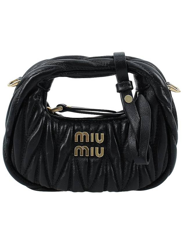 Wander Matelasse Micro Nappa Leather Hobo Mini Bag Black - MIU MIU - 2