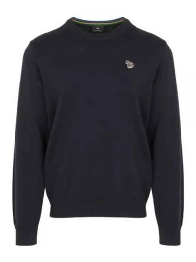 Zebra Patch Crew Neck Knit Top Navy - PAUL SMITH - BALAAN 2