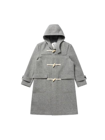 Wool Hooded Duffle Coat Grey - SOLEW - BALAAN 1