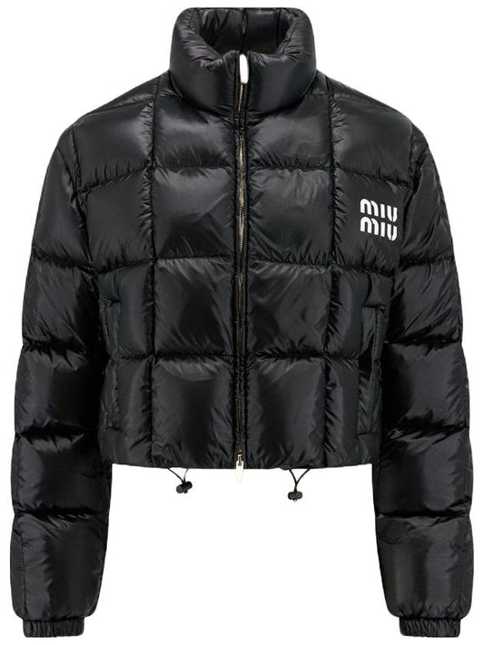 Crop Fit Recycled Nylon Padding Black - MIU MIU - BALAAN 1