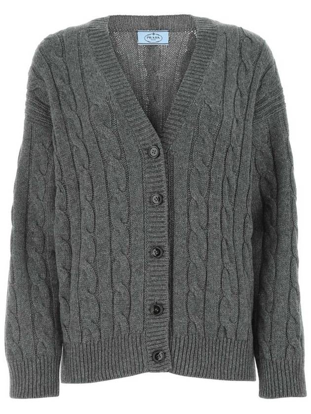 cable cashmere cardigan slate gray - PRADA - BALAAN 2