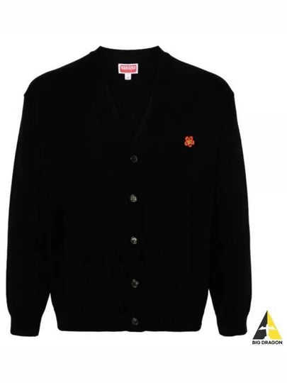 Boke Flower Crest Wool Cardigan Black - KENZO - BALAAN 2