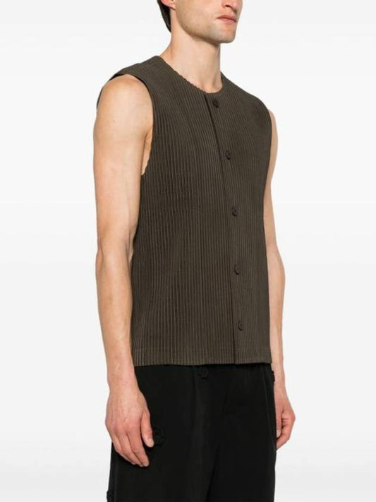 Homme Pliss? Vest HP46JE152 66 Dark Khaki - ISSEY MIYAKE - BALAAN 1